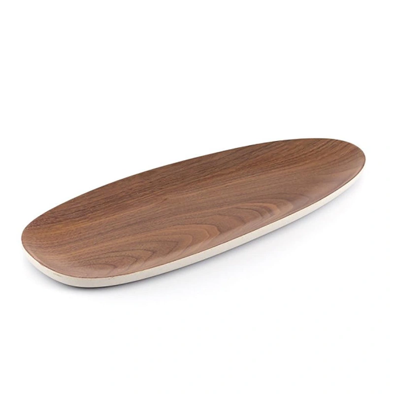 Bamboo Walnut Oval Plate – Basic White 12″