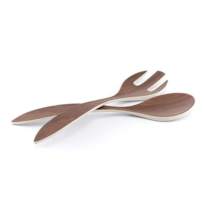 Bamboo Walnut Salad Server Set – Basic White