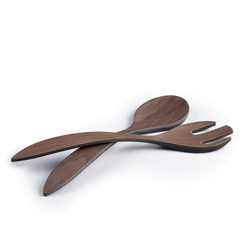 Bamboo Walnut Salad Server Set – Coffee