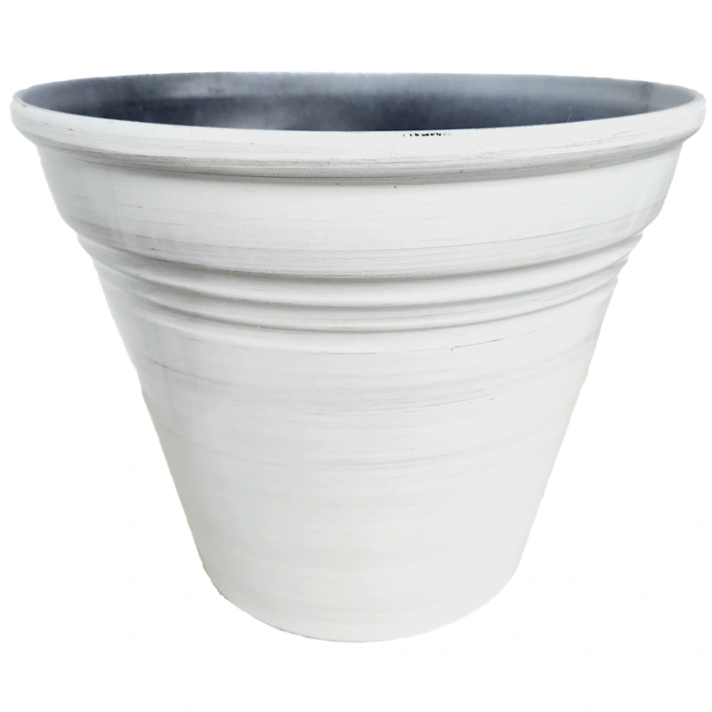 Glazed Ribbed Plastic Planter, 8 in